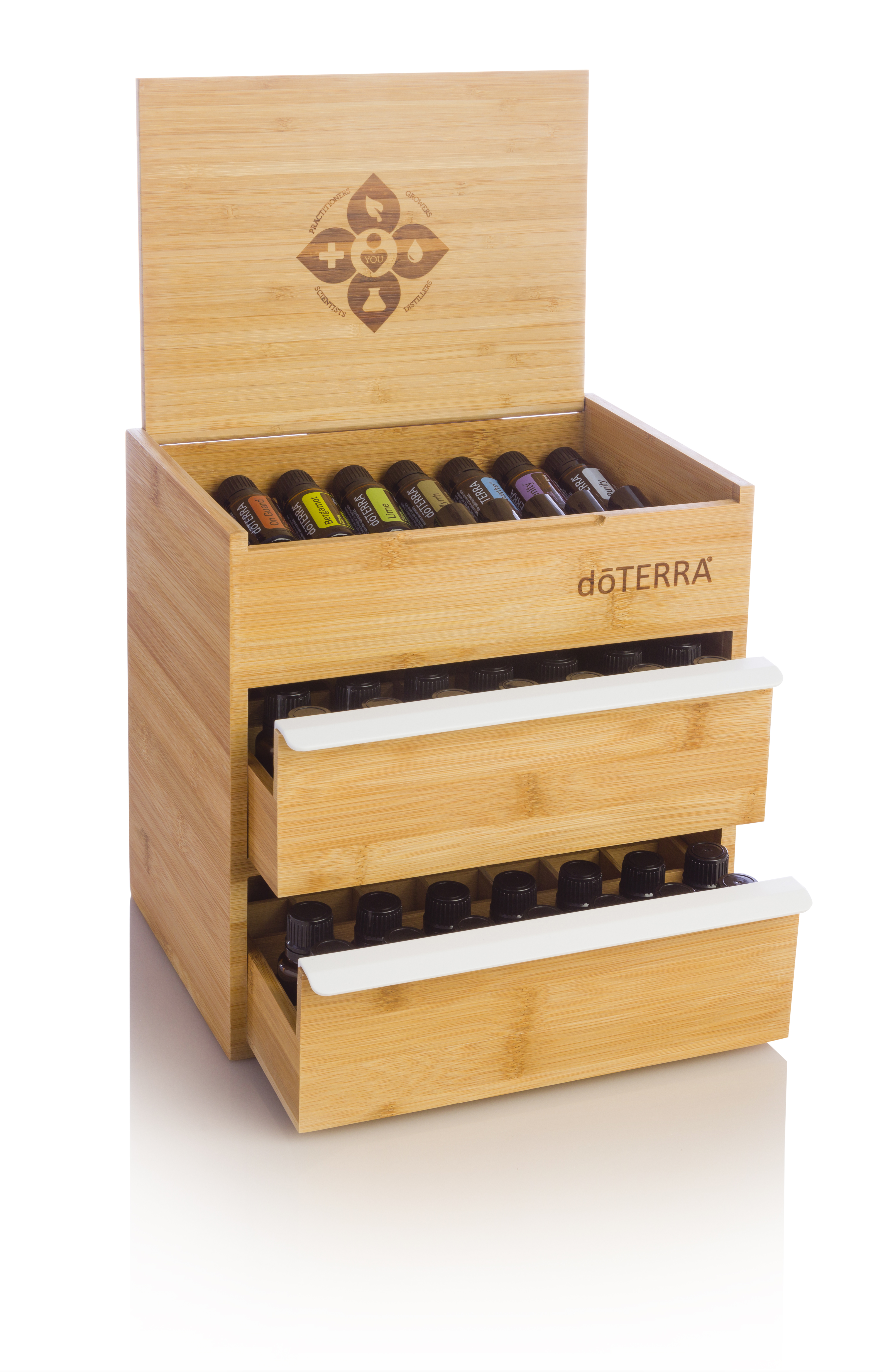 Double Drawer Bamboo Box Dōterra Essential Oils Hi Res Image