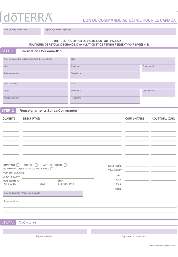 Retail Order Form