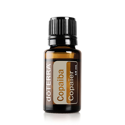 Bottle of Copaiba with a white background.
