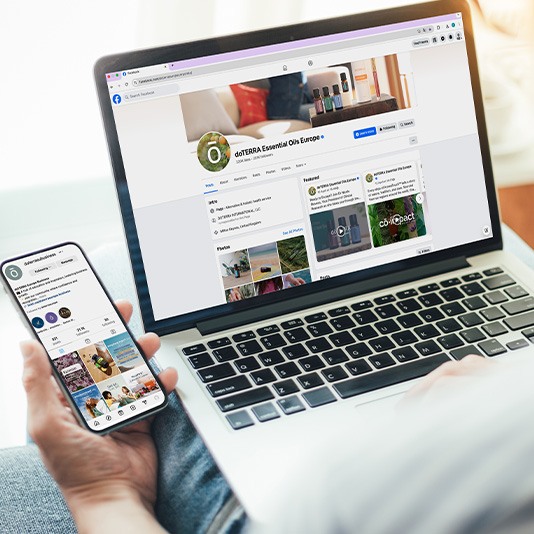 doTERRA Facebook page on mobile and laptop