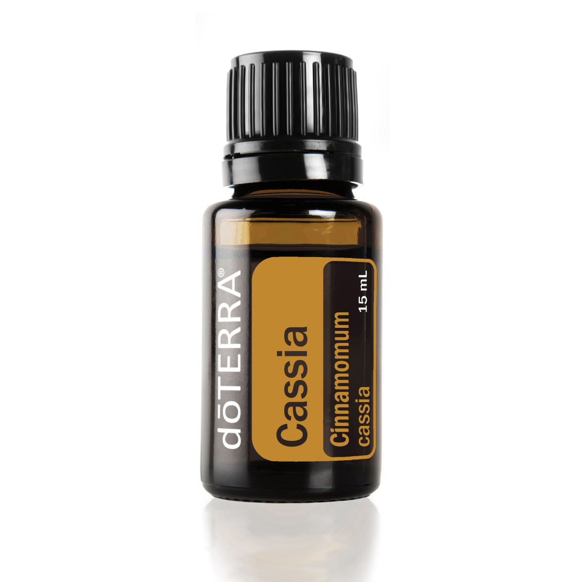Bottle of doTERRA Cassia essential oil. What is Cassia oil used for? doTERRA Cassia oil can be used for internal benefits, as part of a warming massage, or to create a positive effect on mood.