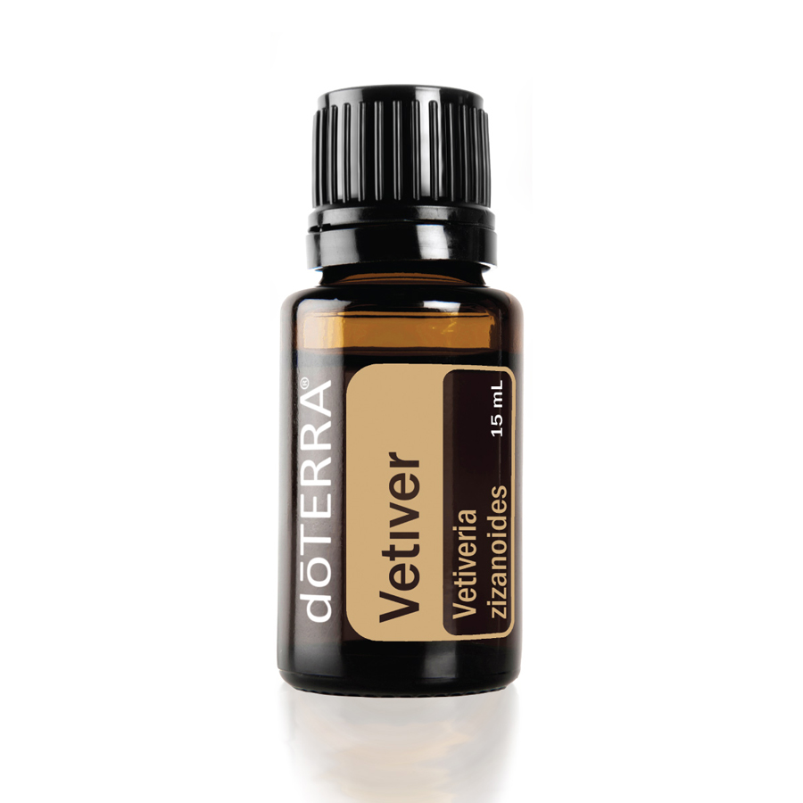 Bottle of doTERRA Vetiver oil. How do you use vetiver essential oil? Vetiver oil can be used to soothe the emotions, promote healthy-looking skin, help with sleep, create a soothing massage, and more.