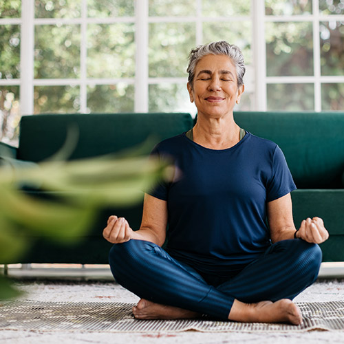 A woman practicing yoga