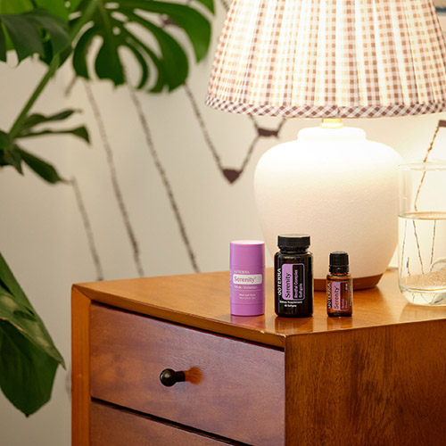 doTERRA Serenity Products on a Nightstand