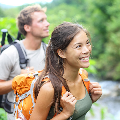 Two people hiking