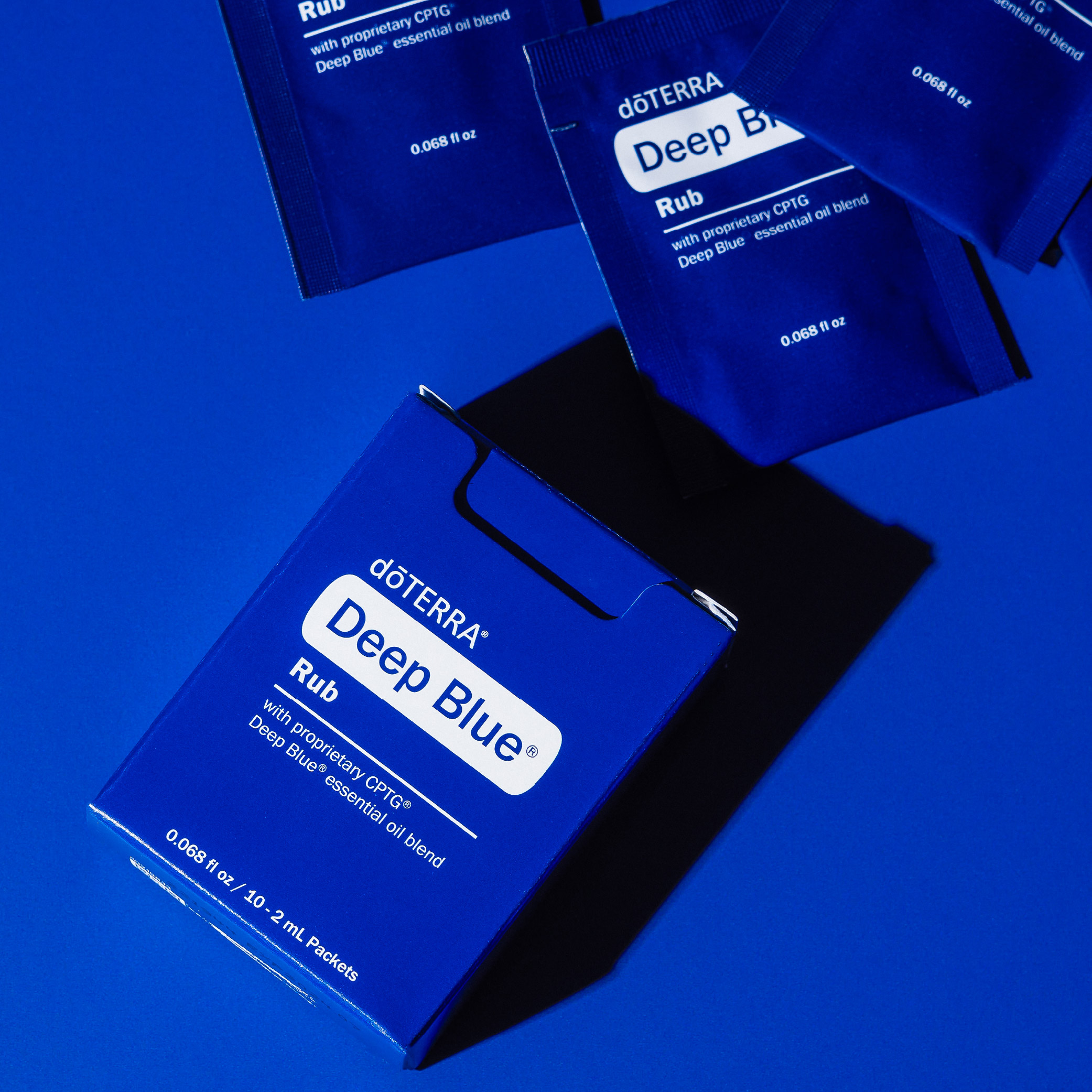 Deep Blue Products on a blue background