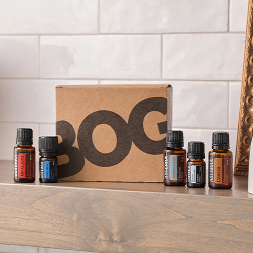 BOGO box image promo with various essential oil bottles