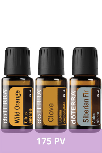 Wild orange, clove, and Siberian fir essential oils