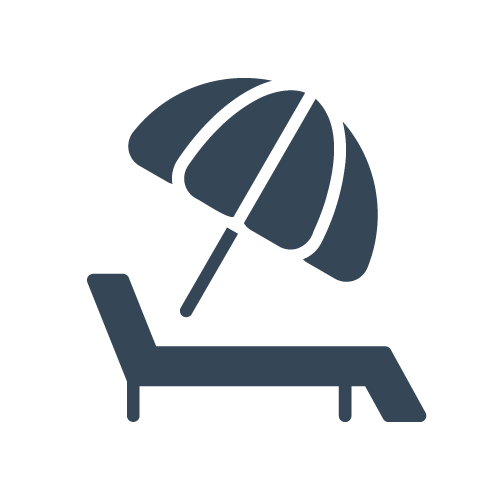 A chair and umbrella