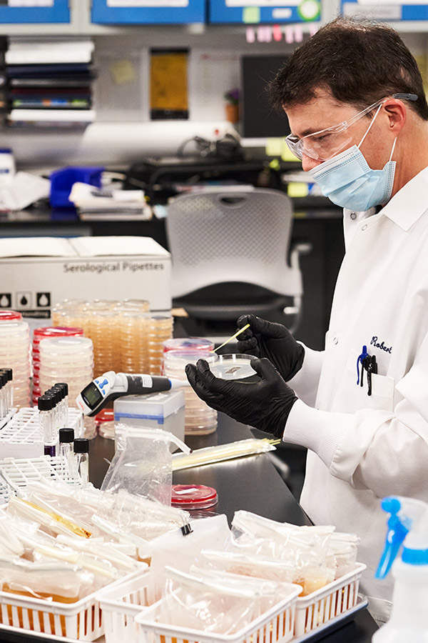 A scientist testing essential oil purity