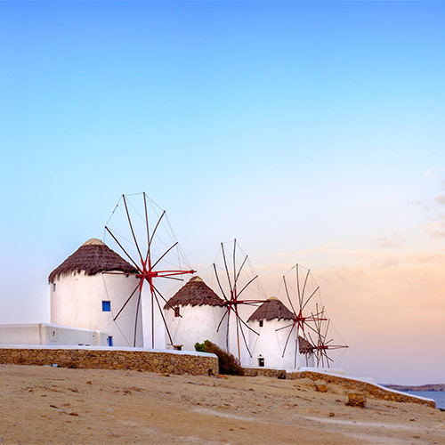 Windmills in mykonos, greece
