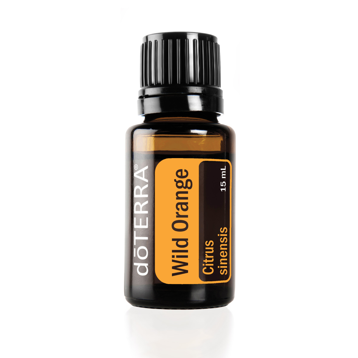 Bottle of doTERRA Wild Orange oil. What is Wild Orange oil good for? Wild Orange essential oil can be used to cleanse surfaces, support a healthy immune system, and create an uplifting environment.